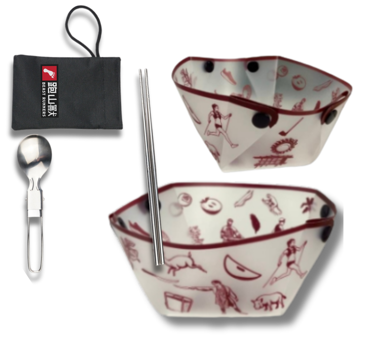 可摺疊碗、杯與餐具套裝